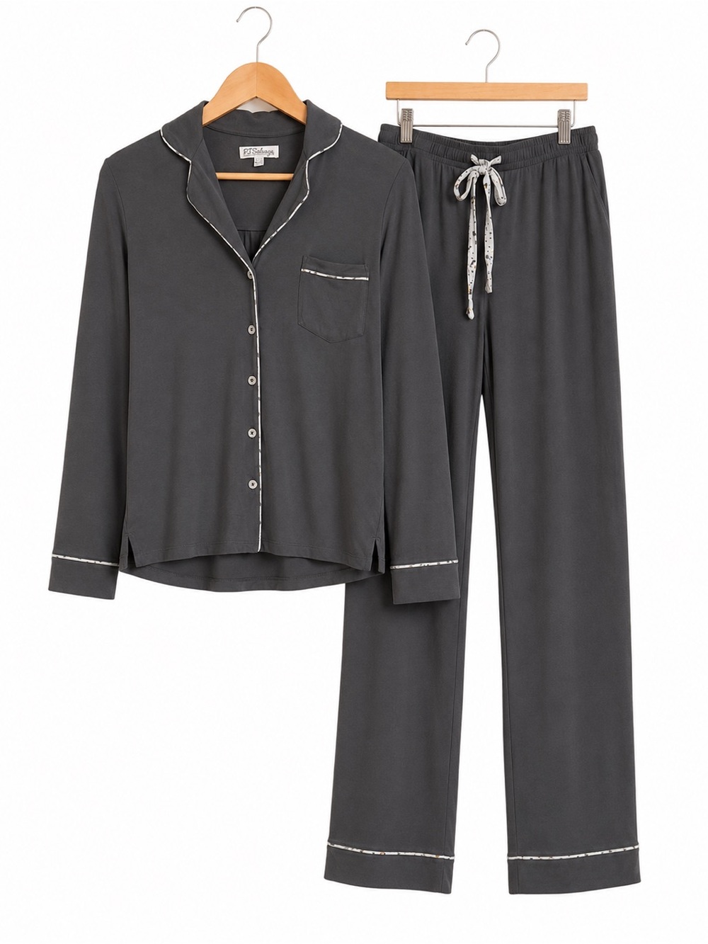 PJ Salvage Grey Pajama Set Pants & Long Sleeve Top Supersoft Cozy Sleepwear XS